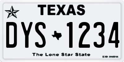 TX license plate DYS1234