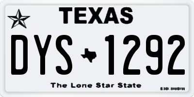 TX license plate DYS1292