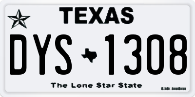 TX license plate DYS1308
