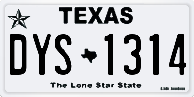 TX license plate DYS1314