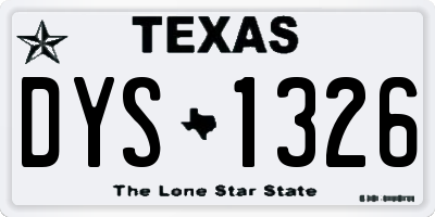 TX license plate DYS1326