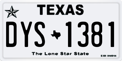 TX license plate DYS1381
