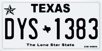 TX license plate DYS1383