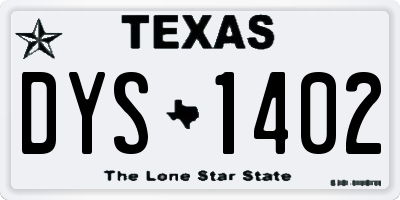 TX license plate DYS1402