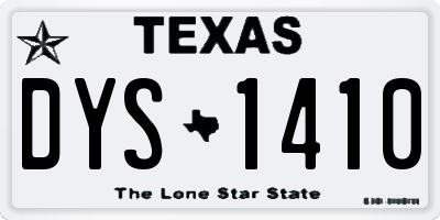 TX license plate DYS1410