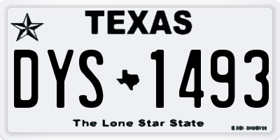 TX license plate DYS1493