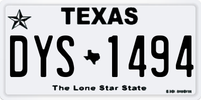 TX license plate DYS1494