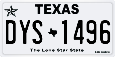 TX license plate DYS1496