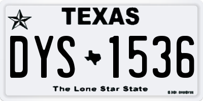 TX license plate DYS1536