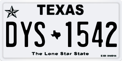 TX license plate DYS1542
