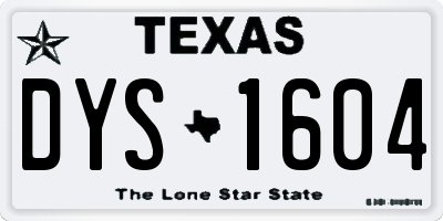 TX license plate DYS1604
