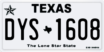 TX license plate DYS1608