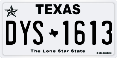 TX license plate DYS1613