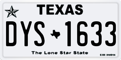TX license plate DYS1633