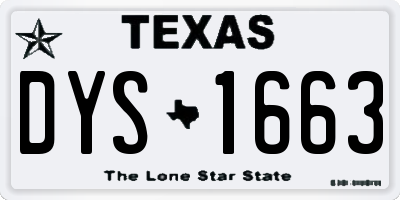 TX license plate DYS1663