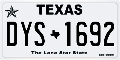TX license plate DYS1692
