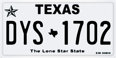 TX license plate DYS1702