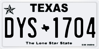 TX license plate DYS1704