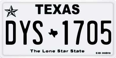 TX license plate DYS1705