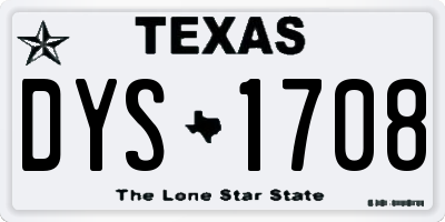 TX license plate DYS1708