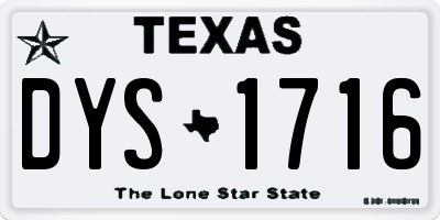 TX license plate DYS1716