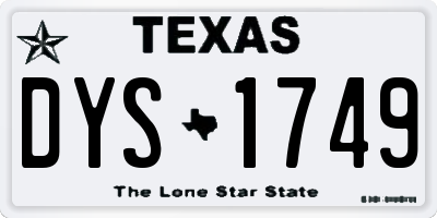 TX license plate DYS1749