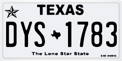 TX license plate DYS1783