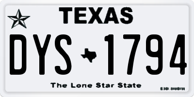TX license plate DYS1794