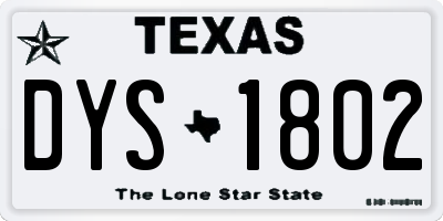 TX license plate DYS1802