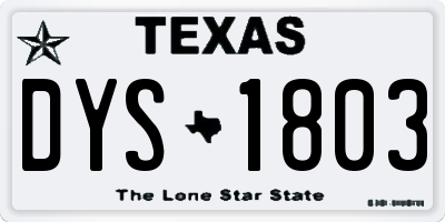 TX license plate DYS1803