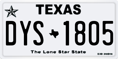 TX license plate DYS1805