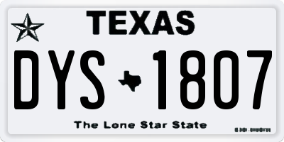TX license plate DYS1807