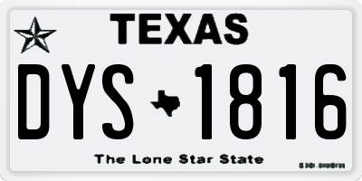 TX license plate DYS1816