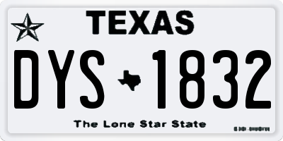 TX license plate DYS1832