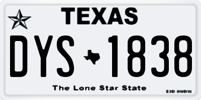 TX license plate DYS1838
