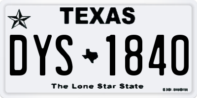 TX license plate DYS1840