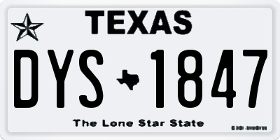 TX license plate DYS1847