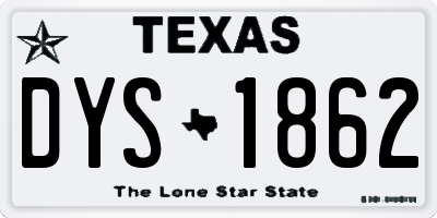 TX license plate DYS1862