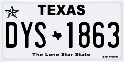 TX license plate DYS1863