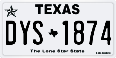 TX license plate DYS1874