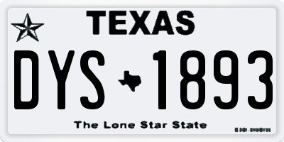 TX license plate DYS1893