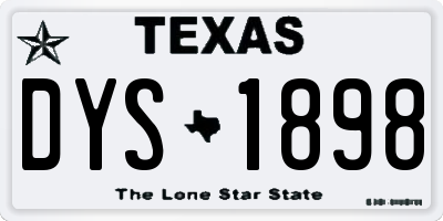 TX license plate DYS1898