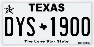 TX license plate DYS1900