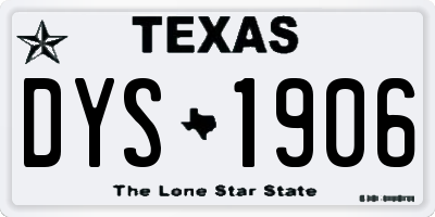 TX license plate DYS1906
