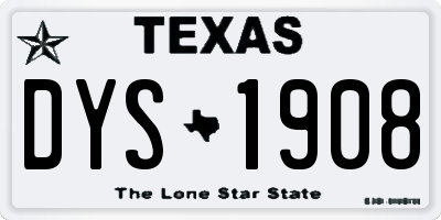 TX license plate DYS1908