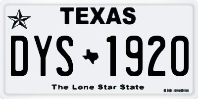 TX license plate DYS1920