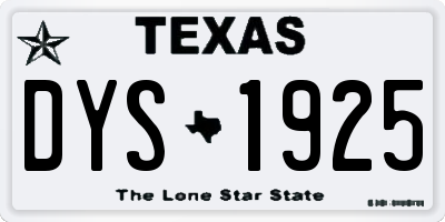 TX license plate DYS1925