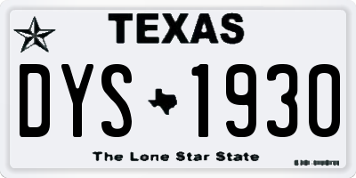 TX license plate DYS1930