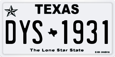 TX license plate DYS1931