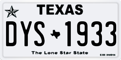 TX license plate DYS1933
